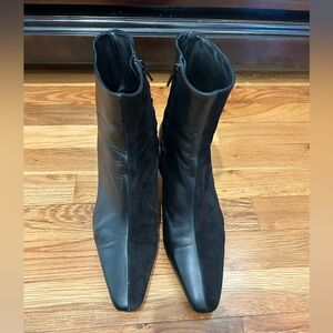 STAUD Black Leather/Suede Ankle Boots